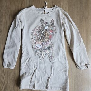 Gap Kids Tunic Dress with Sequined Horse Design, Size M (8)